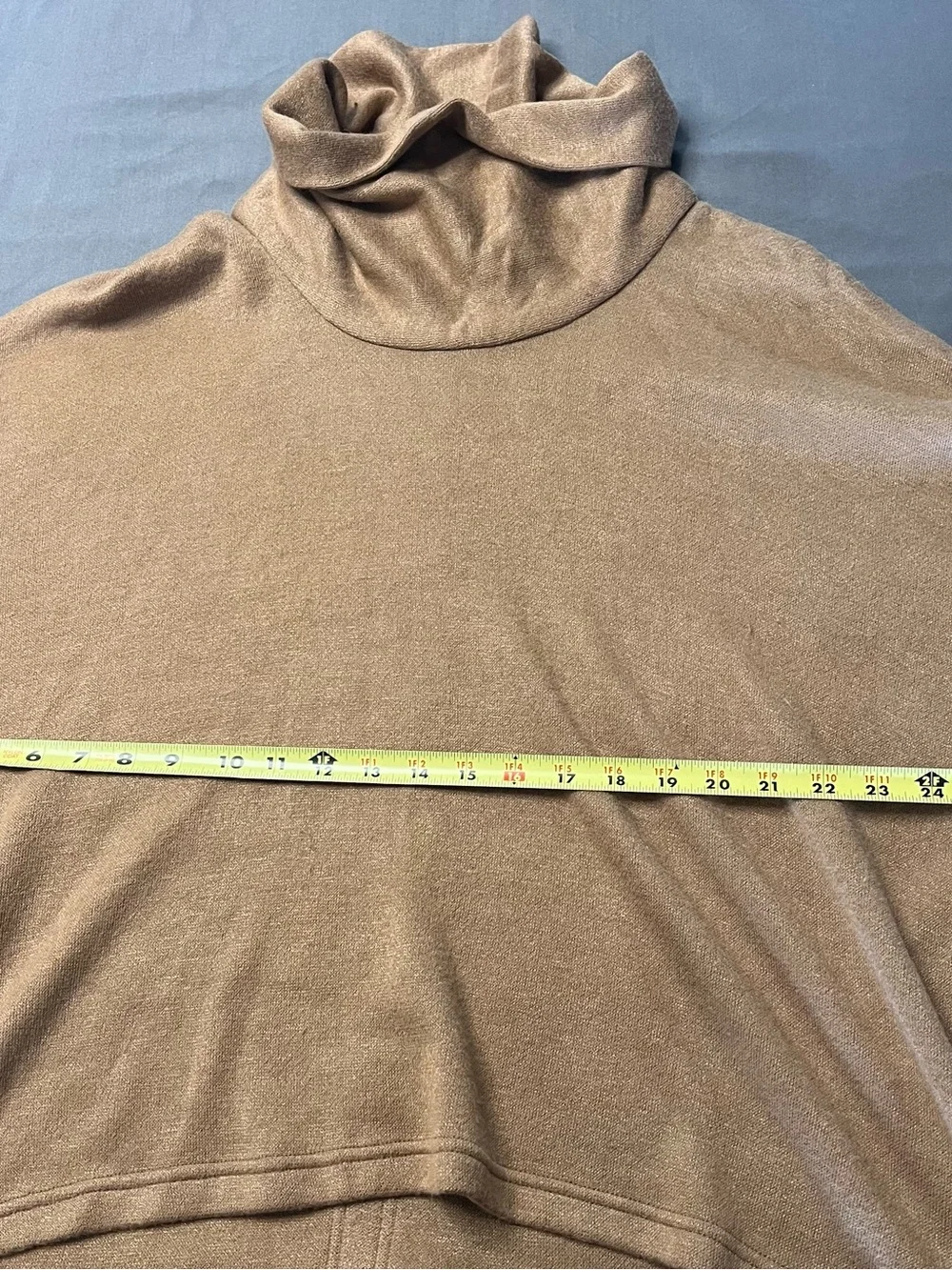 Boho Chic Camel Color Soft Sweater W/ Button Accents & Cowl Neck Size Medium